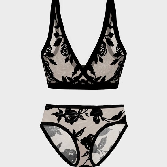 Eby Sheer Bra & Panty Set in Madam Noir - size Medium - Picture 2 of 2